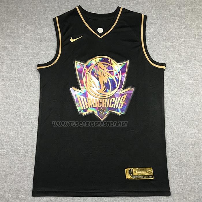 Camiseta Luka Doncic NO 77 Dallas Mavericks Golden Edition 2021-22 Negro